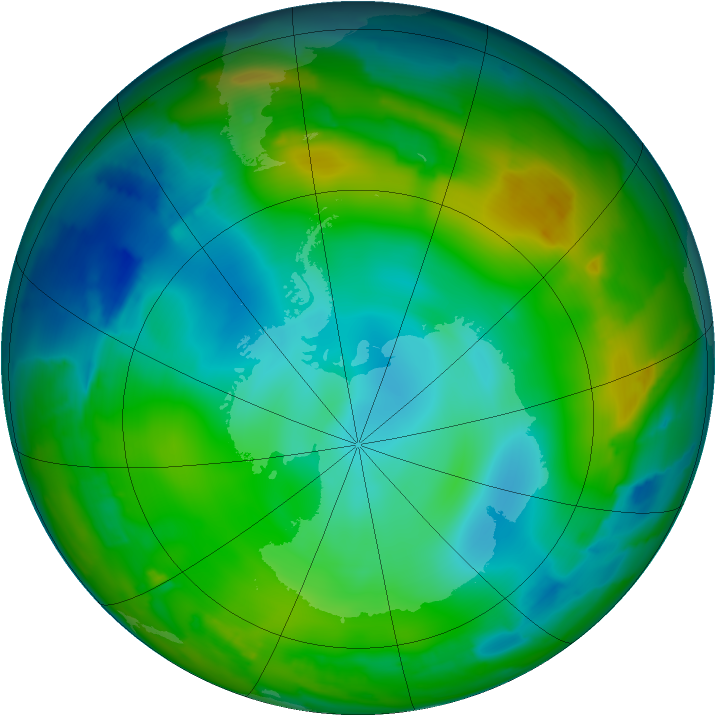 Antarctic ozone map for 04 July 2012